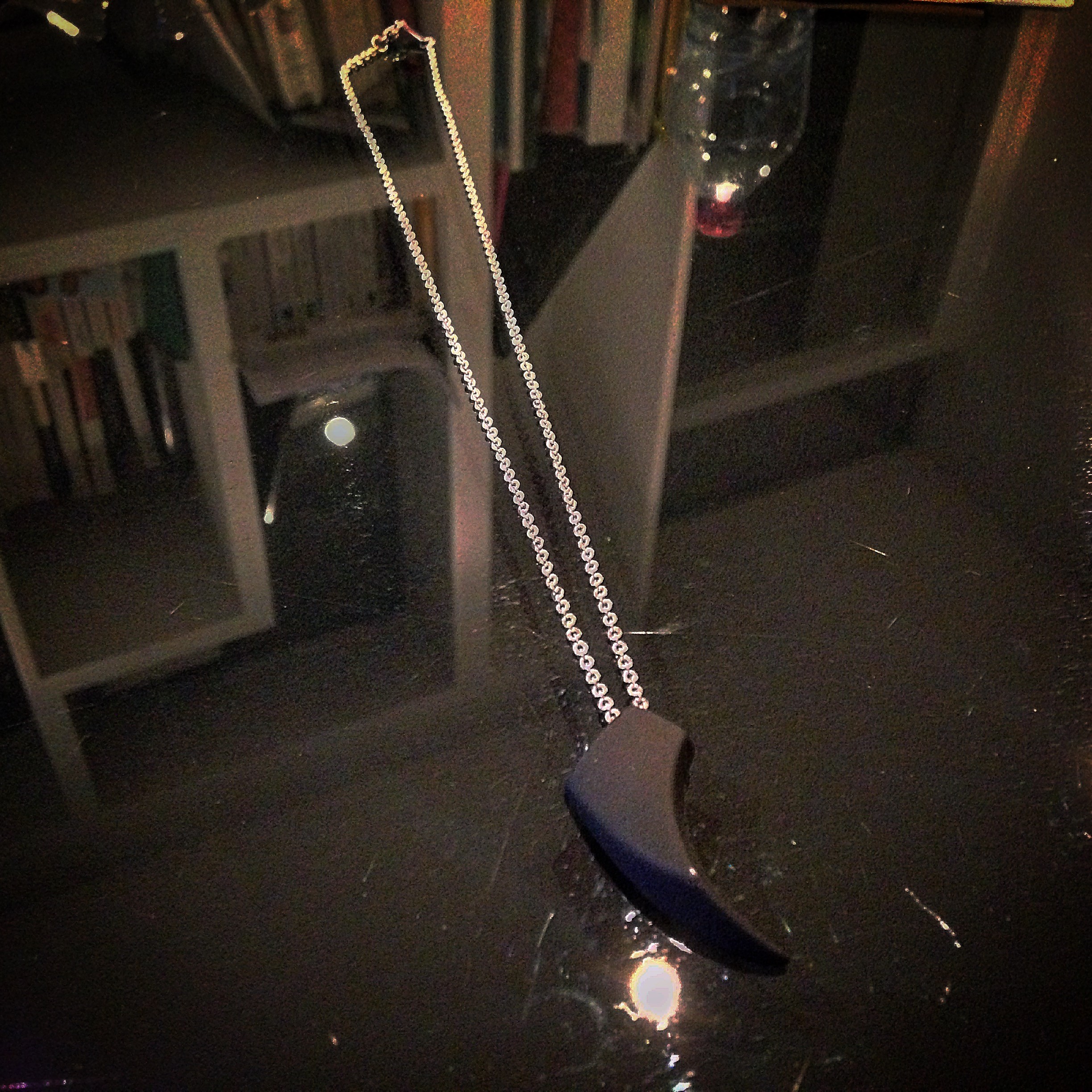 Necklace Amethyst Spike in steel pink gold plated