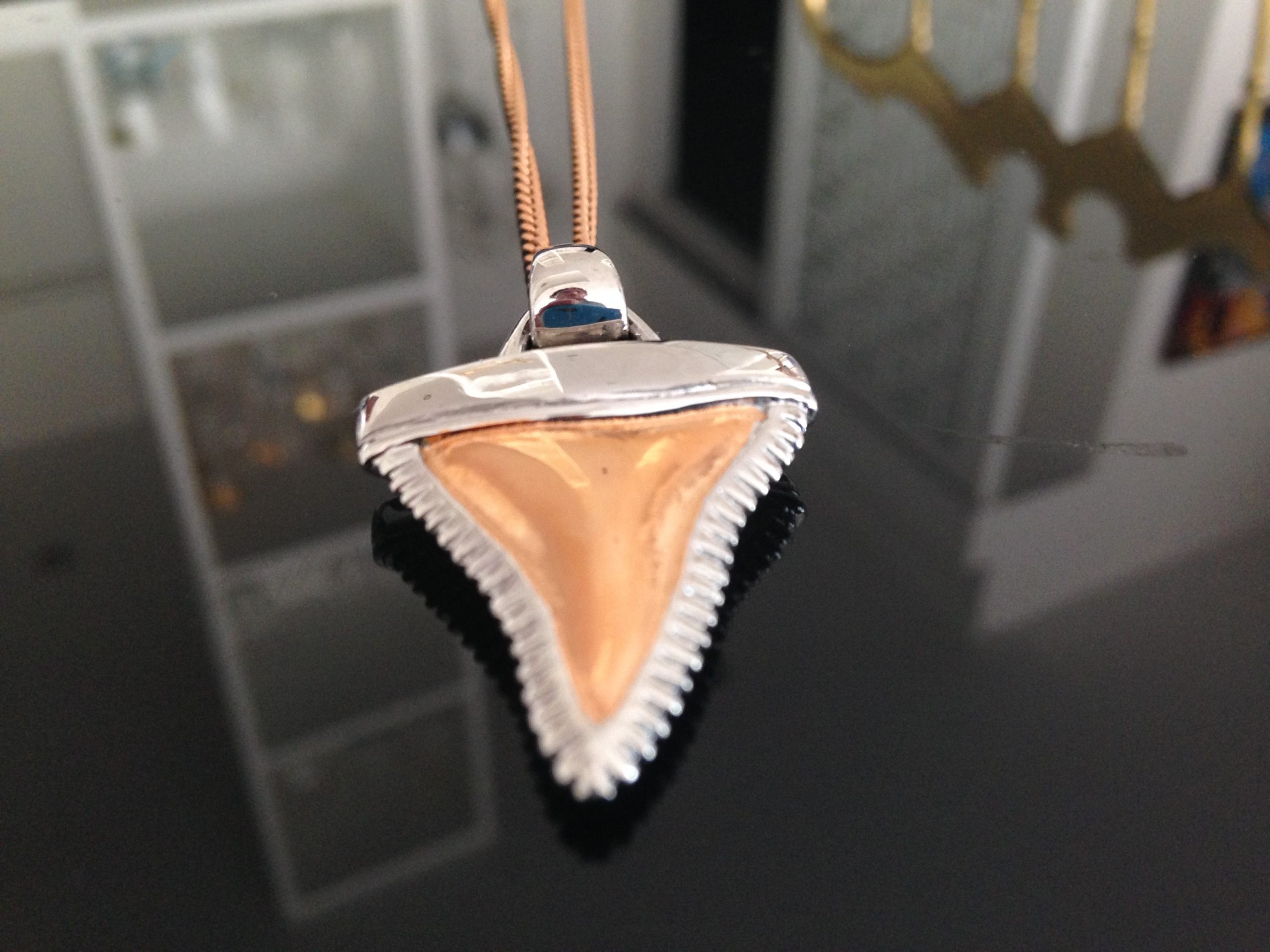 Necklace Amethyst Spike in steel pink gold plated