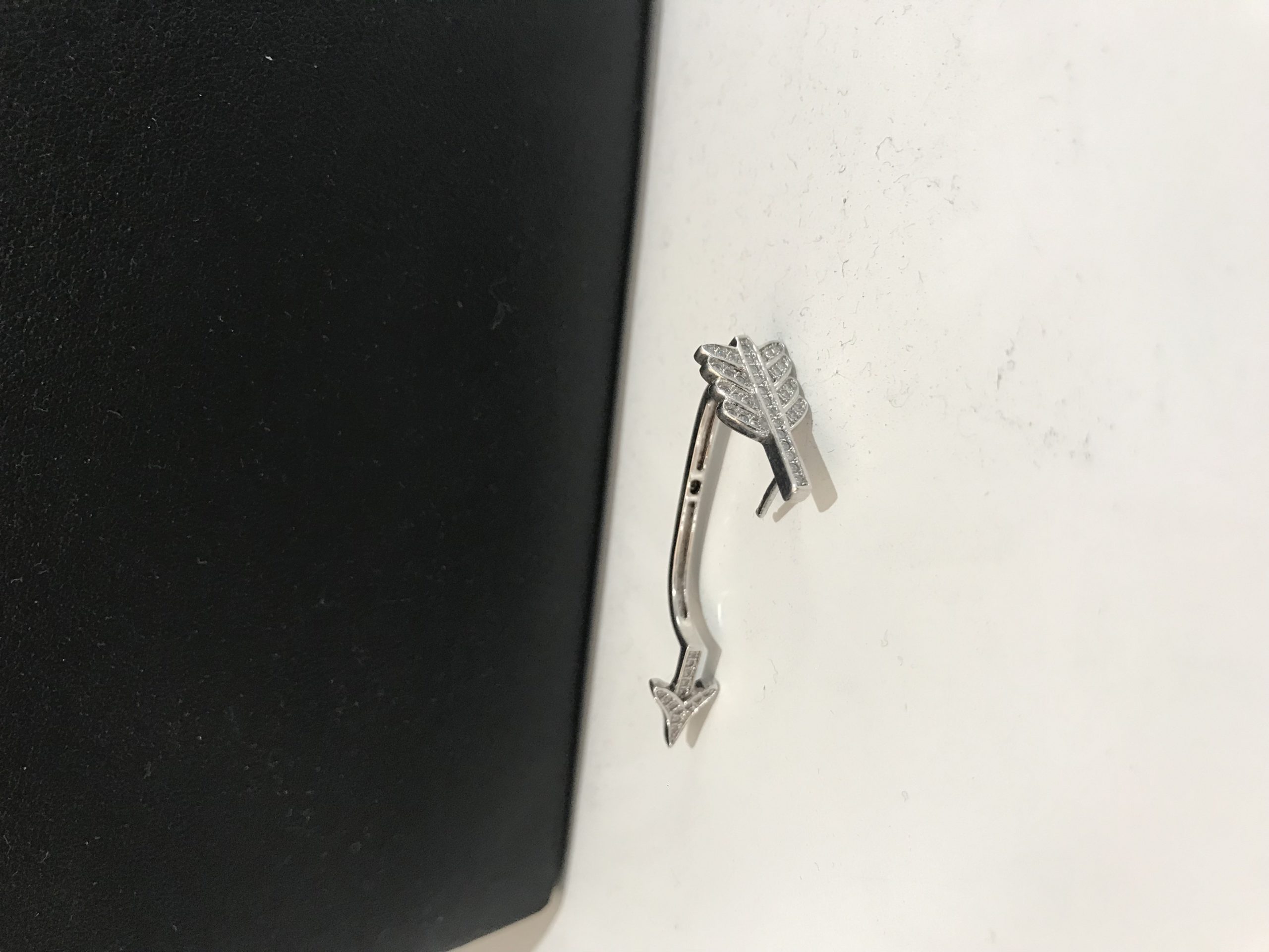 Earrings earcuff wing set by zirconium in silver black rhodium