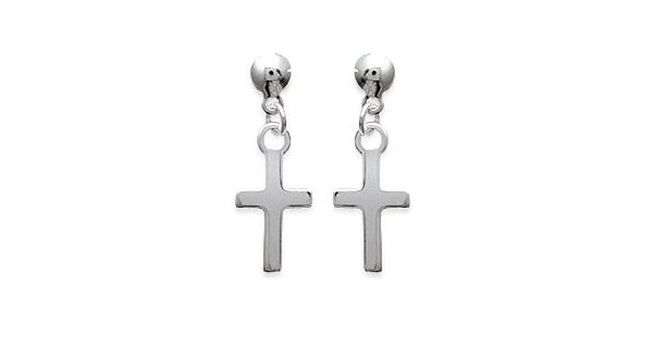 Earrings Mini Cross in silver