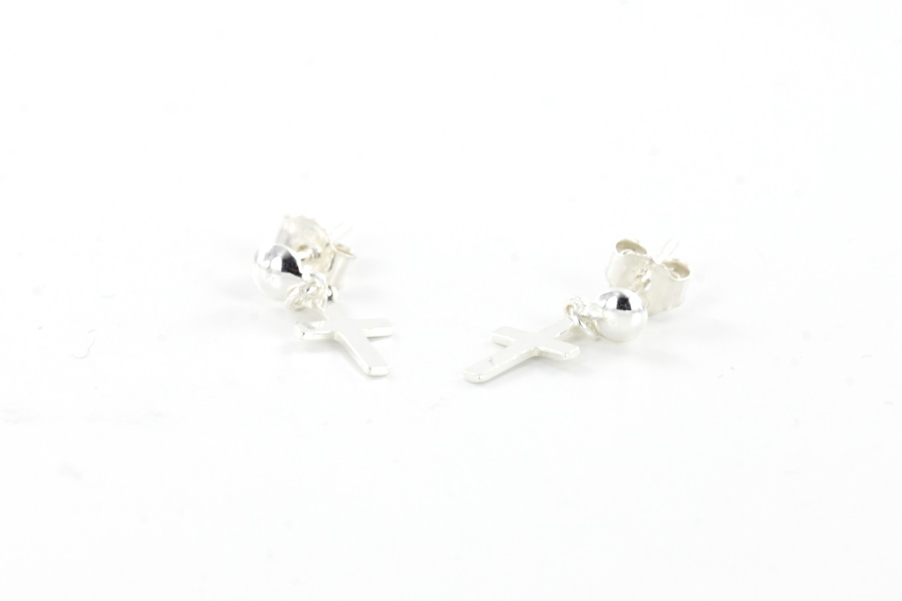 Earrings Pendant Cross in silver